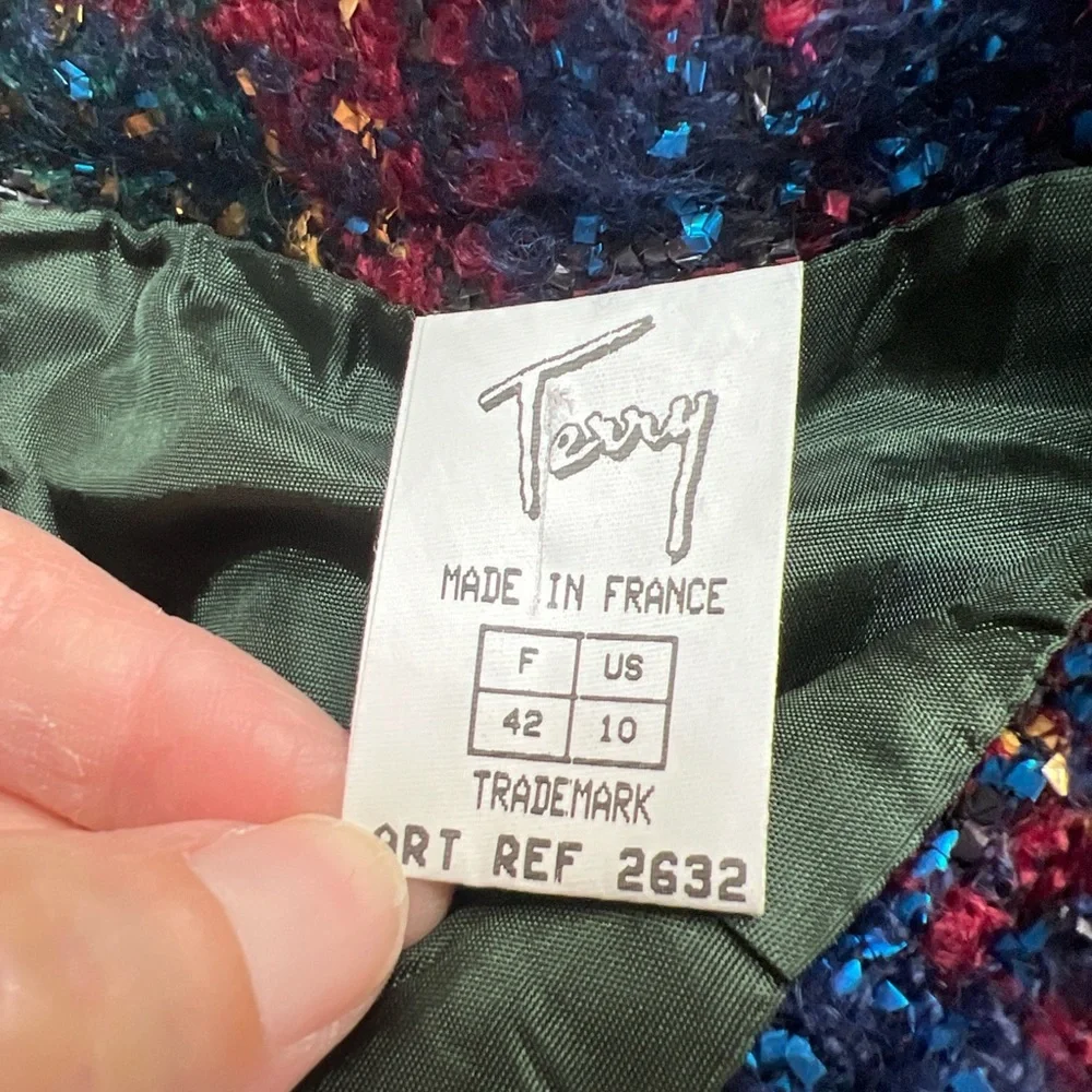 Vintage Terry Made in‎ France Plaid With Metallic Gold Tweed Pencil Skirt - Picture 5 of 6